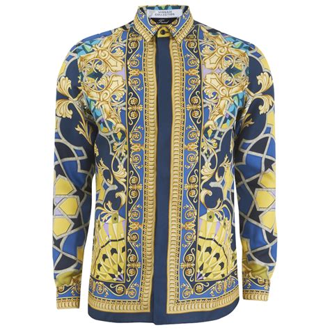 blue versace silk shirt|Versace silk shirts for cheap.